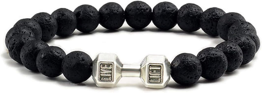 Unbranded Dumbbell Gym Bracelet Accessory 1 Count Supplement Facts - Volcanic lava stone beads N/A | Svpplements