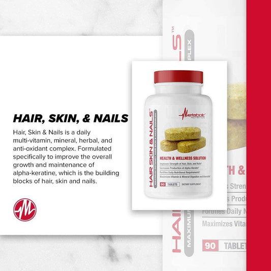 Metabolic Nutrition Hair Skin and Nails Vitamin Mineral Supplement 30 Servings Supplement Facts - Vitamin A | Svpplements