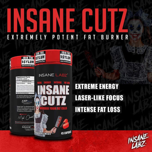 Insane Cutz Fat Burner Capsules 45 Servings Supplement Facts - Caffeine Anhydrous 351mg per serving | Svpplements