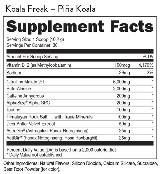Bucked Up x Calum Von Moger Pre-Workout Powder 30 Servings Supplement Facts - Citrulline Malate 2:1 6000mg | Svpplements
