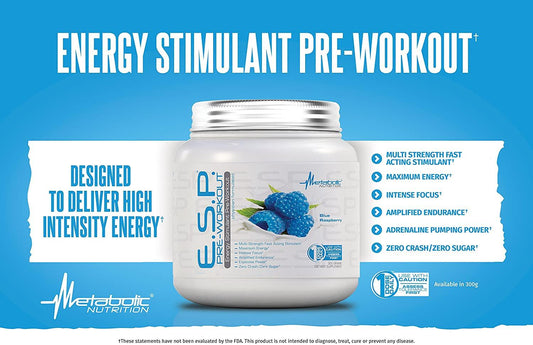 Metabolic Nutrition E.S.P. Pre-Workout Powder 30 Servings Supplement Facts - Proprietary stim blend | Svpplements