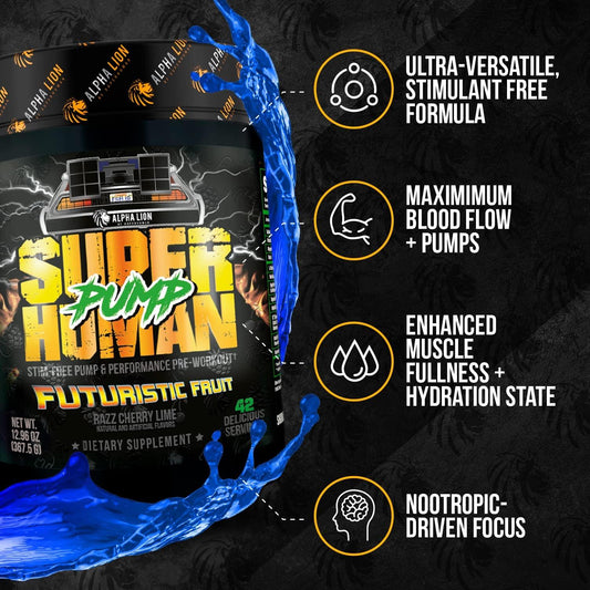 Alpha Lion Superhuman Pump Pre-Workout Powder 21 Servings Supplement Facts - Citrulline Malate (2:1) 8000mg | Svpplements
