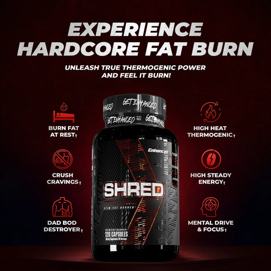 Enhanced Shred Fat Burner Capsules 30 Servings Supplement Facts - Caffeine Anhydrous 225mg | Svpplements