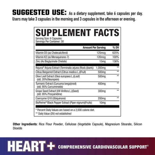 Axe & Sledge Heart+ Cardiovascular Support Supplement 30 Servings Supplement Facts - Rejuna® Arjuna Extract | Svpplements
