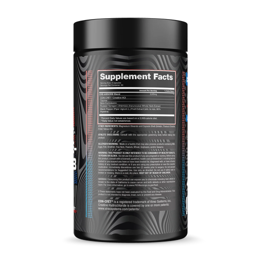 Alchemy Labs Cre-Absorb Creatine HCl Capsules 60 Servings Supplement Facts - CON-CRET® Creatine HCl anchor | Svpplements