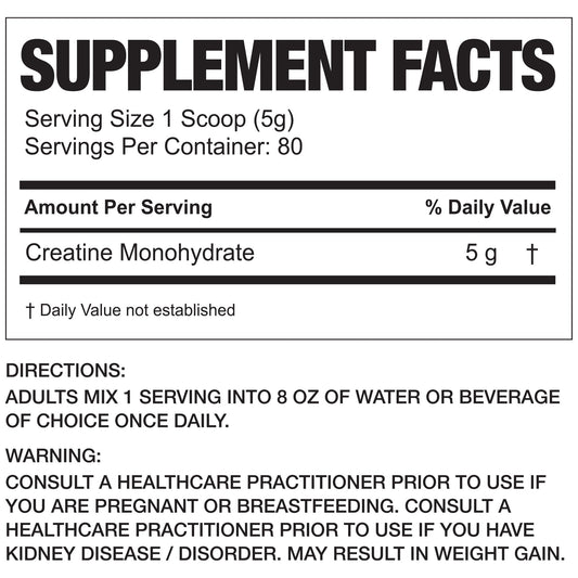 Magnum Essentials Creatine 100 Creatine Monohydrate Powder 80 Servings Supplement Facts - Creatine | Svpplements