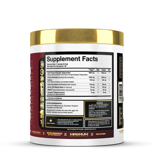 Magnum Nutraceuticals Fasted Cardio Fat Burner Powder 40 Servings Supplement Facts - Cerin® Capric/Caprylic | Svpplements