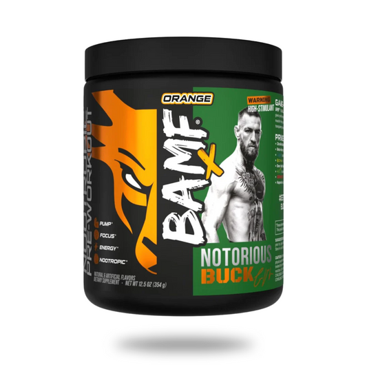 Bucked Up x Conor McGregor BAMF Notorious Buck Pre-Workout Powder 30 Servings Supplement Facts - Vitamin B12 | Svpplements