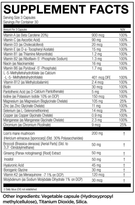 NutriFitt Epic Multi Multivitamin Mineral Formula 30 Servings Supplement Facts - L-5-Methyltetrahydrofolate | Svpplements