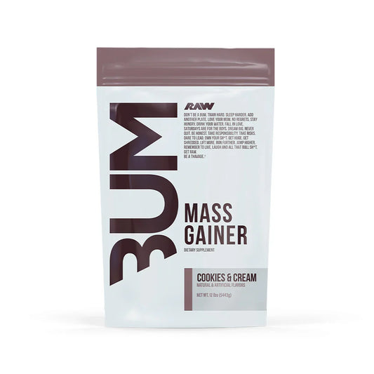 RAW Nutrition BUM Mass Gainer Protein Powder 20 Servings Supplement Facts - Creatine Monohydrate 2500mg | Svpplements
