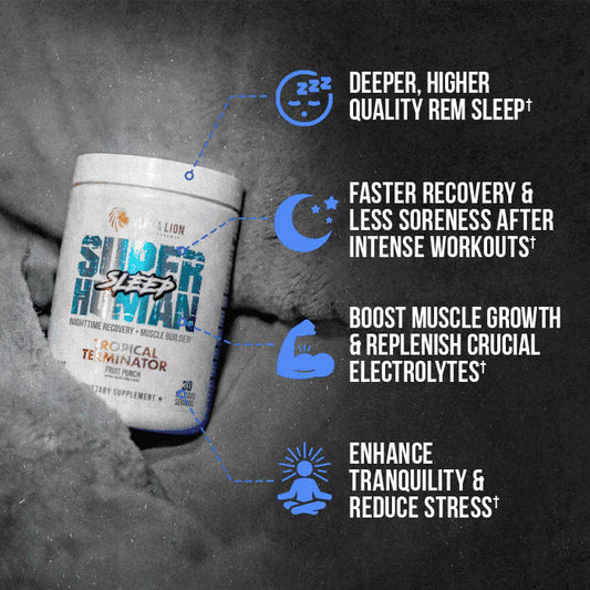 Alpha Lion Superhuman Sleep Sleep Supplement Powder 30 Servings Supplement Facts - L-Glycine 3000mg | Svpplements