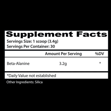 Insane Labz Beta-Alanine Powder 30 Servings Supplement Facts - Beta-Alanine 3.2g | Svpplements