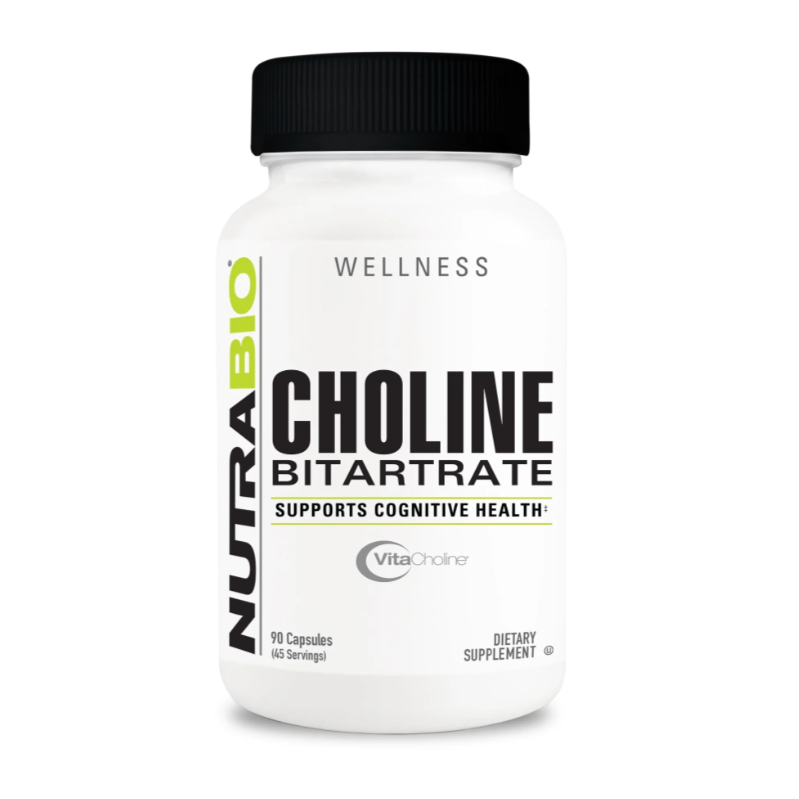 NutraBio Choline Bitartrate Supplement Powder 45 Servings - Choline 550mg | Svpplements