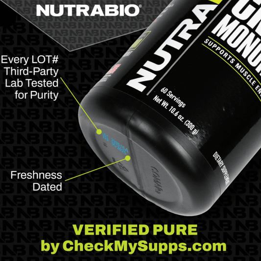 NutraBio Micronized Creatine Monohydrate Powder 100 Servings Supplement Facts - PharmaPure Creatine | Svpplements