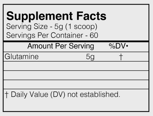 Black Market Glutamine Recovery Powder 60 Servings Supplement Facts - Glutamine 5g | Svpplements
