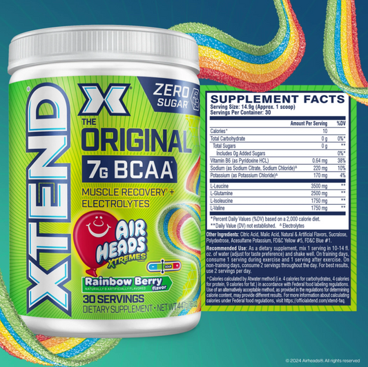 XTEND Original BCAA Amino Powder 30 Servings Supplement Facts - L-Leucine 3500mg | Svpplements