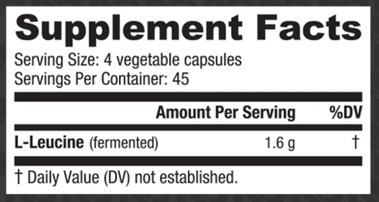 NutraBio L-Leucine Amino Powder 45 Servings Supplement Facts - L-Leucine 1.6g | Svpplements