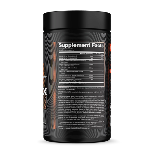 Alchemy Labs TestFX Hormone Support Capsules 30 Servings Supplement Facts - KSM-66® Ashwagandha Root Extract | Svpplements