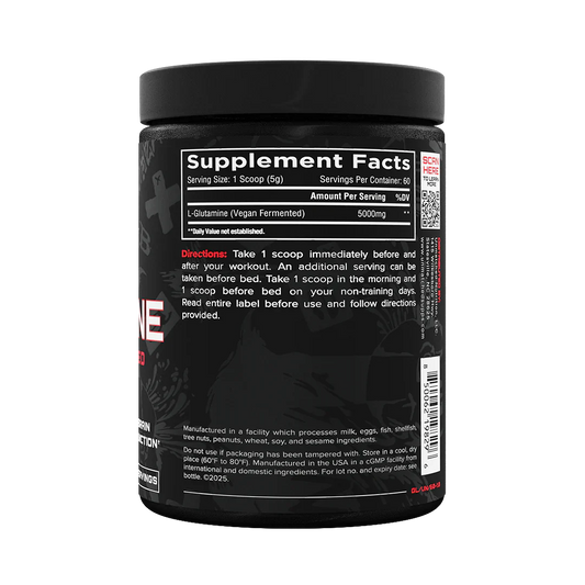 Unmatched Glutamine Recovery Powder 60 Servings Supplement Facts - L-Glutamine 5000mg | Svpplements