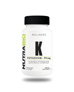 NutraBio Potassium Glycinate Mineral Supplement Capsules 120 Servings - Potassium Glycinate Complex 99mg | Svpplements