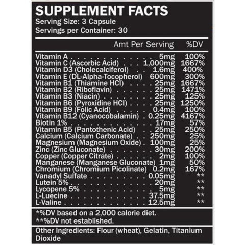 FN FIT Men's Multivitamin Mineral Formula 30 Servings Supplement Facts - Vitamin C 1000mg | Svpplements