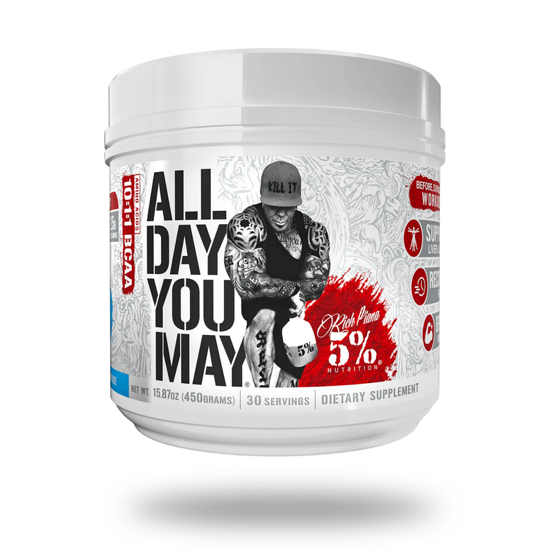 5% Nutrition All Day You May BCAA Amino Powder 30 Servings - Branched-Chain Amino Acids 6000mg | Svpplements