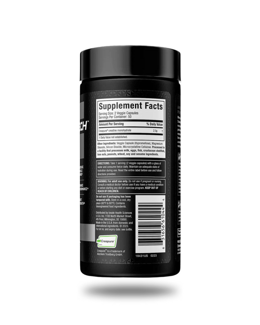 MuscleTech 100% Creatine Capsules 50 Servings Supplement Facts - Creapure® creatine monohydrate 2.5g | Svpplements