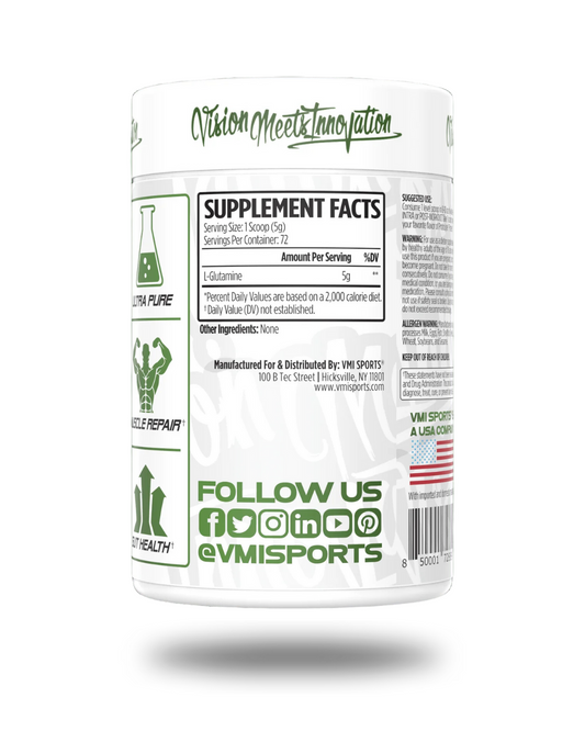 VMI Sports Glutamine Recovery Powder 5g Unflavored 60 Servings Supplement Facts - L-Glutamine 5g | Svpplements