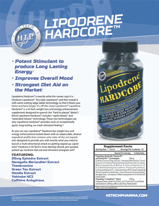 Hi-Tech Thermogenic Weight Management Supplement - Supplement Facts | Svpplements