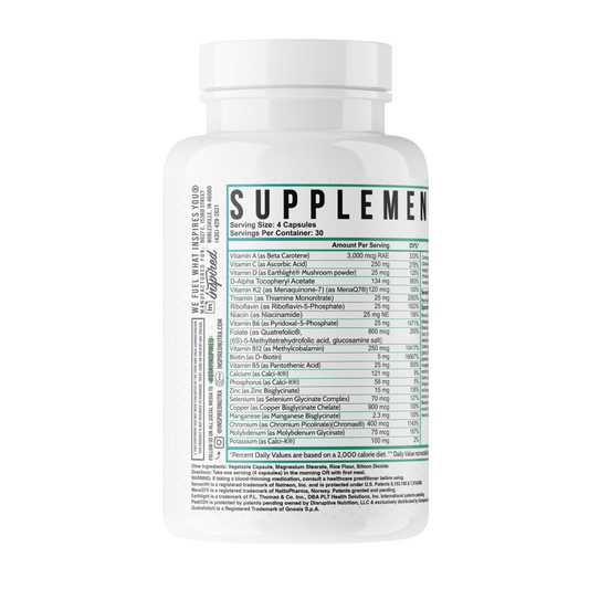 Inspired Multi Vitamin Multivitamin-Mineral Formula 30 Servings Supplement Facts - PeakO2® 1000mg | Svpplements