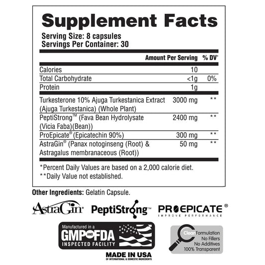 Apollon The Last Emperor Natural Muscle Builder Capsules 30 Servings Supplement Facts - Turkesterone 10% | Svpplements
