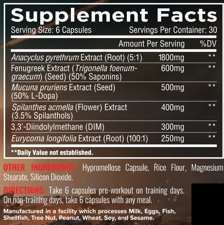 Merica Labz Liberty Ballz Hormone Support Capsules 30 Servings - Anacyclus pyrethrum Root Extract 1800mg | Svpplements