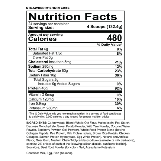 REDCON1 MRE Meal Replacement Protein Powder Peanut Butter Cookie 24 Servings Supplement Facts - Whole Food | Svpplements