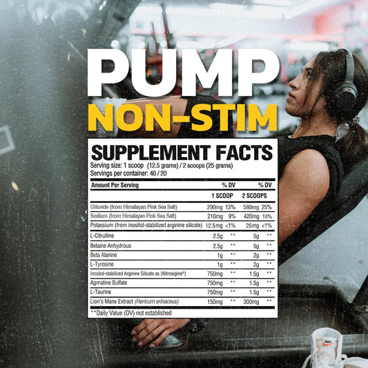 Raw Pump Stim-Free Pump Formula Powder 40 Servings Supplement Facts - L-Citrulline 2.5g | Svpplements