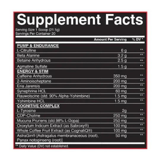Condemned Labz Pre-Workout Supplement - Supplement Facts | Svpplements