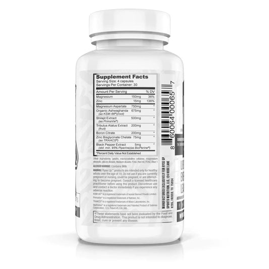 RYSE Test Hormone Support Capsules 30 Servings Supplement Facts - Organic Ashwagandha Extract 675mg | Svpplements
