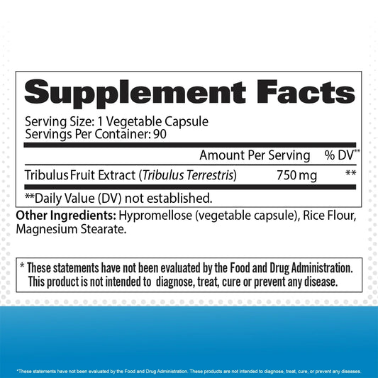 GAT Sport Tribulus Men's Performance Enhancer Capsules 90 Servings Supplement Facts - Tribulus Fruit Extract | Svpplements