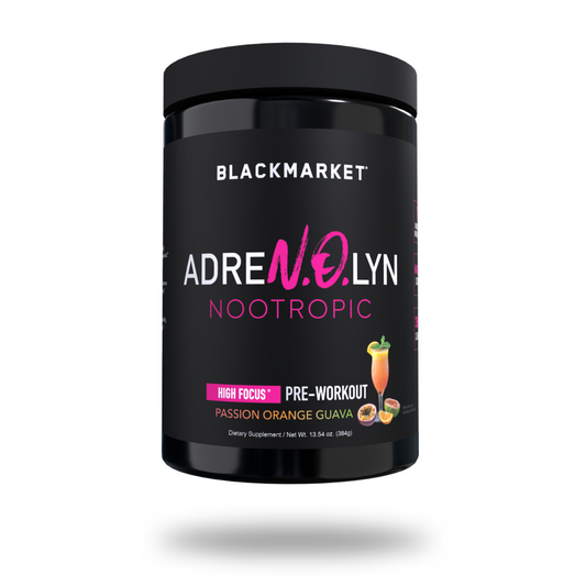 Black Market Adren-O-Lyn Nootropic Pre-Workout Powder 25 Servings Supplement Facts - Beta-Alanine 3200mg | Svpplements