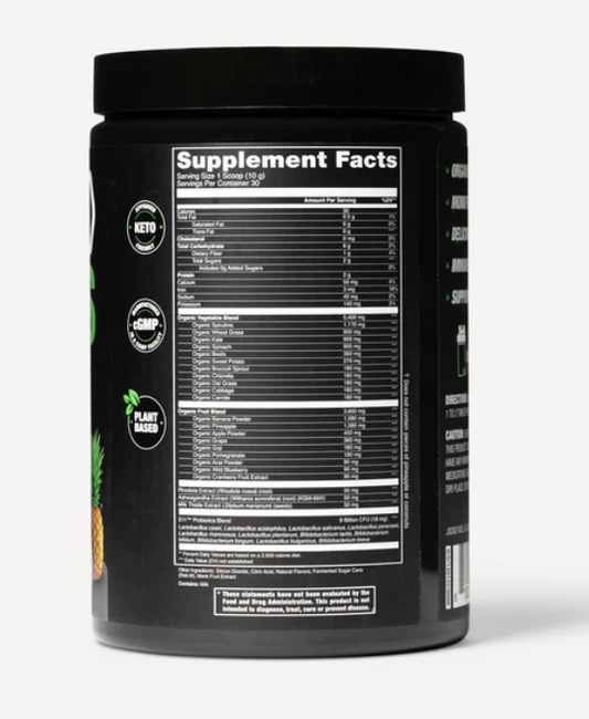 Jocko Fuel Jocko Greens Greens Powder 30 Servings Supplement Facts - Spirulina 1170mg | Svpplements