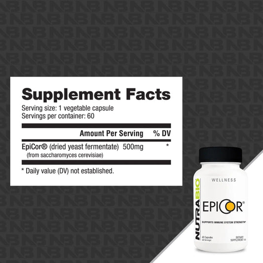 NutraBio EpiCor Immune & Gut Support Capsules 60 Servings Supplement Facts - EpiCor® 500mg | Svpplements