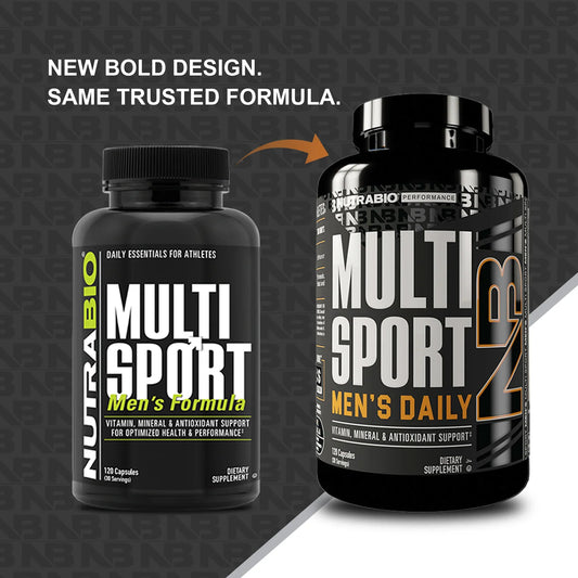 NutraBio Multi Sport Men's Daily Multivitamin Mineral 30 Servings Supplement Facts - Vitamin C 400mg | Svpplements