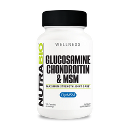 NutraBio Glucosamine Chondroitin MSM Joint Support Capsules 30 Servings - D-Glucosamine Sulfate 2KCl 1500mg | Svpplements