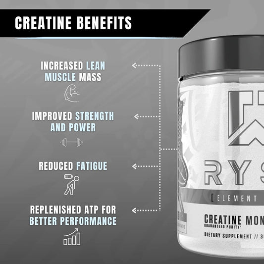 RYSE Creatine Monohydrate Powder 60 Servings Supplement Facts - Creatine Monohydrate 5g | Svpplements
