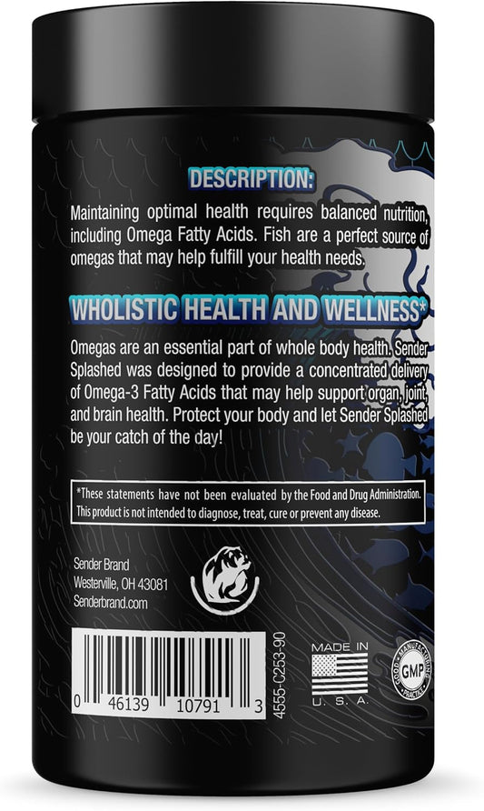 Sender Splashed Fish Oil Softgels 100 Servings Supplement Facts - EPA 360mg | Svpplements