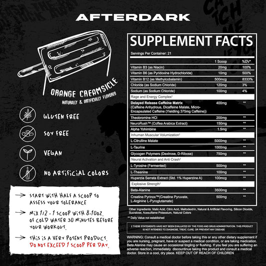 Afterdark Pre-Workout Supplement - Supplement Facts | Svpplements