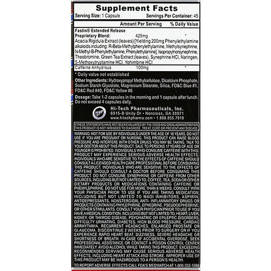 HI TECH PHARMACEUTICALS, INC. Dietary Supplement - Supplement Facts | Svpplements
