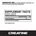 Axe & Sledge Creatine Monohydrate Powder 50 Servings Supplement Facts - Creatine Monohydrate 5g | Svpplements