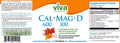 Viva Cal Mag D Magnesium & Vitamin D3 Supplement Capsules 250 Servings Supplement Facts - Magnesium 300mg | Svpplements