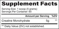Black Magic Creatine Monohydrate Powder 60 Servings Supplement Facts - Creatine Monohydrate 5g | Svpplements
