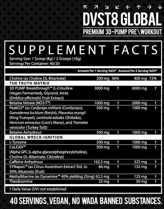 DVST8 Global Pre Pre-Workout Powder 20 Servings - Flavor Options | Svpplements